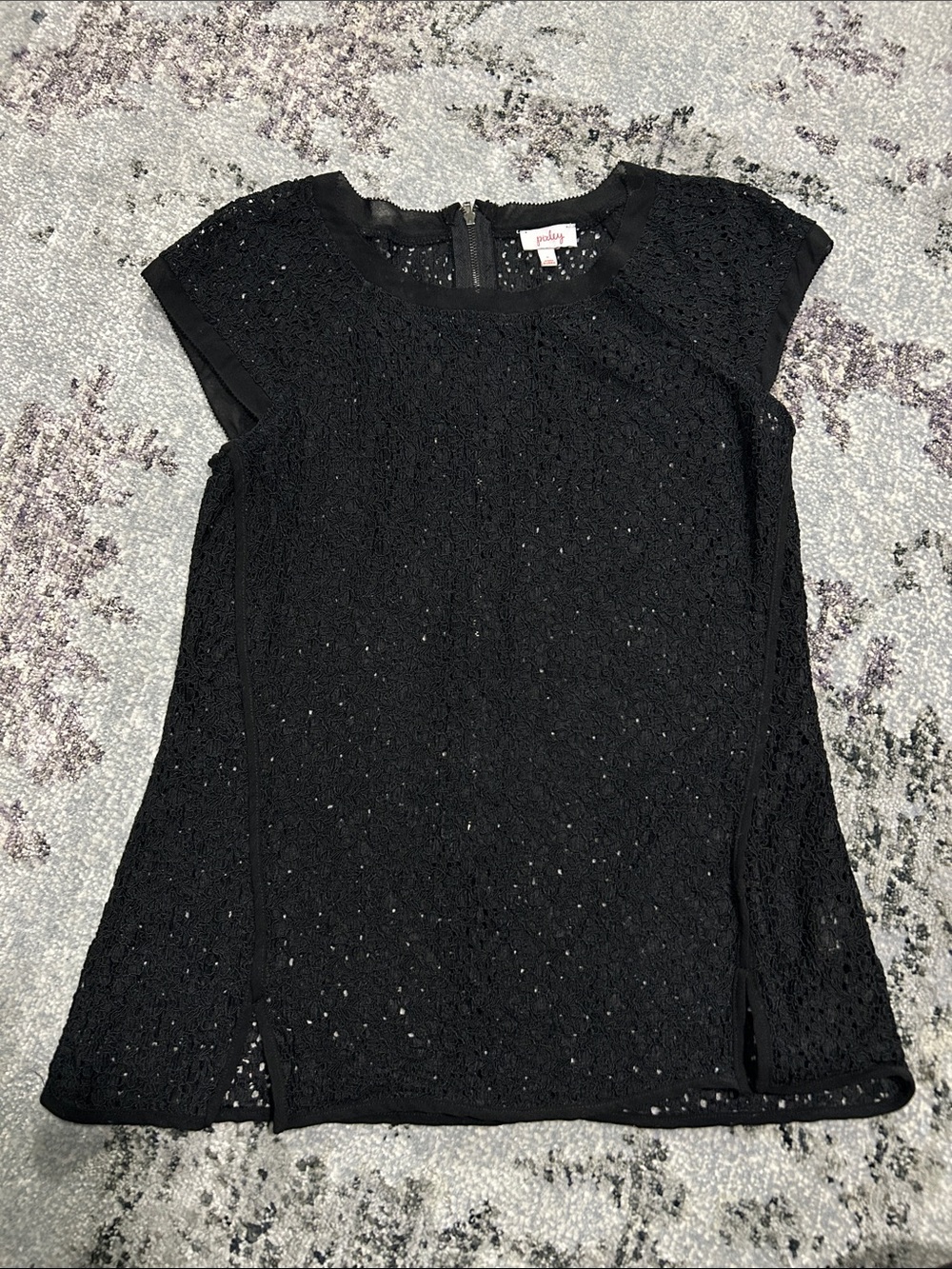 Pixley Black Lace Cap-Sleeve Blouse